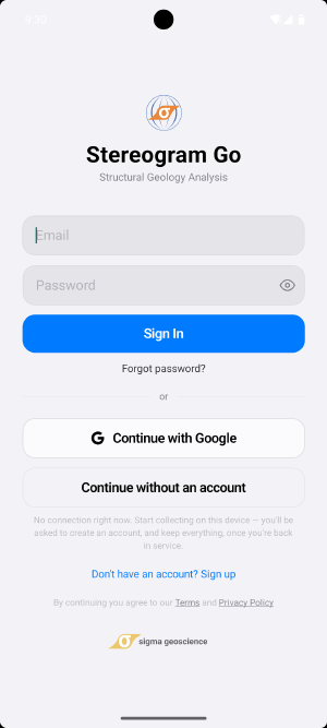 Figure 3.2: With no connection, the accountless route appears.