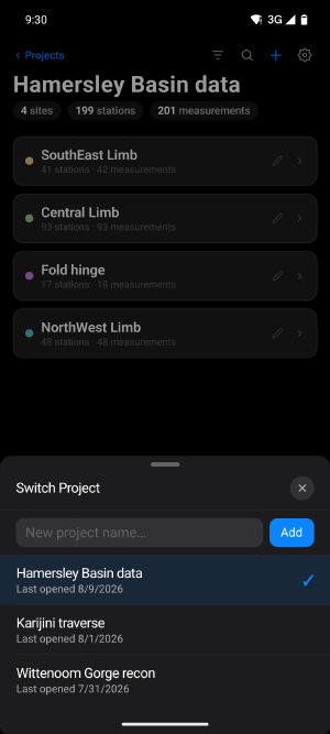Figure 4.2: The Switch Project sheet.