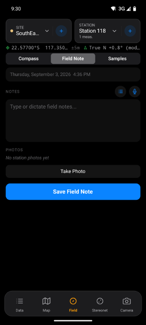 Figure 5.5: The Field Note page.