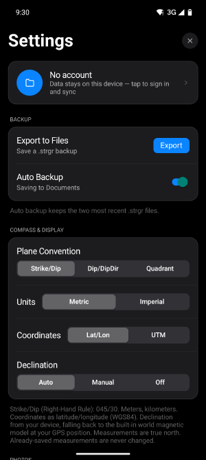 Figure 12.1: Profile, email updates and backup.